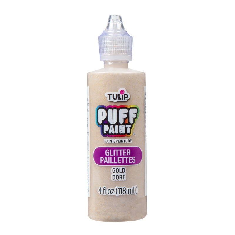Tulip Puff Fabric Paint, Permanent Craft Paint for Clothes, DIY Projects, Notoxic, 4 fl oz, Glitter Gold - Image 1
