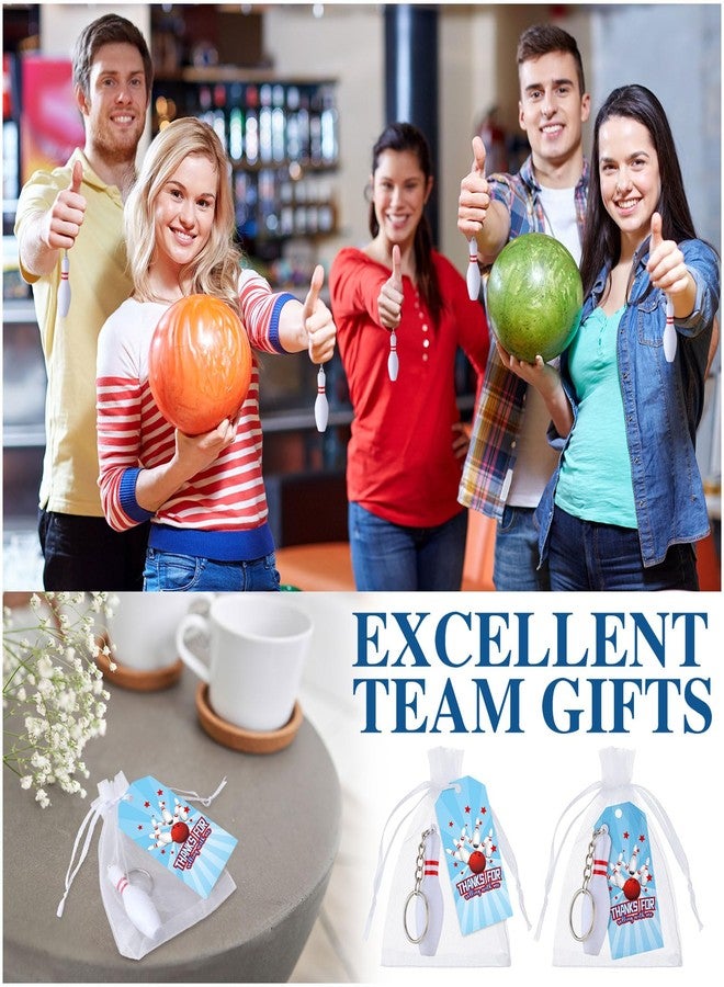 Remuuly 24 Pack Bowling Party Favors, Include Plastic Bowling Pins Keychain Sport Keychain with White Organza Bags and Thank You Tag for Bowling Party Favors, Team Sports Souvenir, Gifts for Athletes - Image 5
