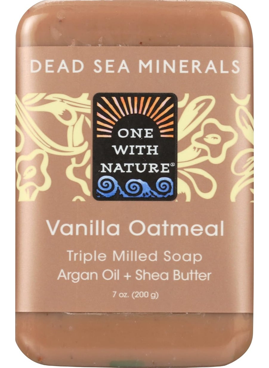 ONE WITH NATURE Dead Sea Minerals Soap Shea Butter Argan Oil Magnesium Sulfur Minerals All Skin Types Problem Skin Therapeutic Natural Vanilla Oatmeal 7 Oz Bar 1 Pack 
