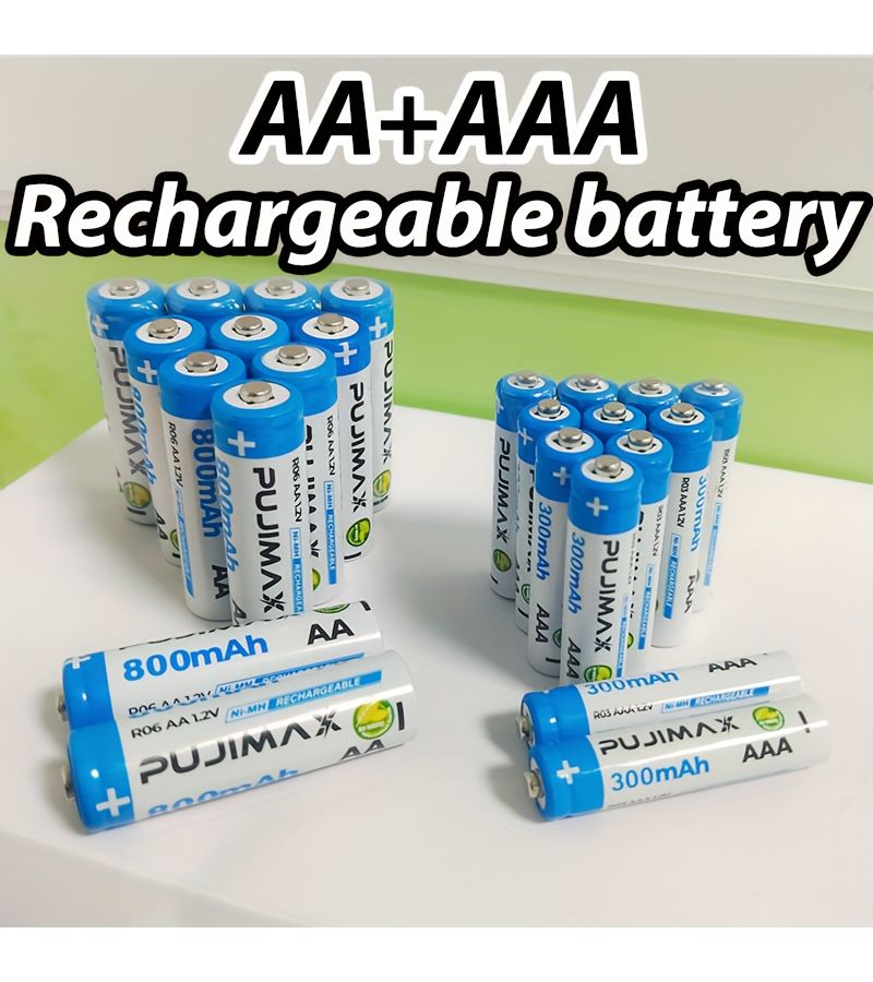 AA AA NiMH Rechargeable Battery AA 800mAh AAA 300mAh 16 Pieces 1 2V Set For Remote Control Alarm Clock Doorbell Gas Stove Water Heater Car Key Game Controller Flashlight - Image 1