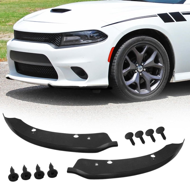 HTRACING Front Bumper Lip Splitter Protector Compatible with Charger SRT Hellcat/SRT 392/Scat Pack/RT Scat Pack/GT/RT 2015-2021, Black - Image 1