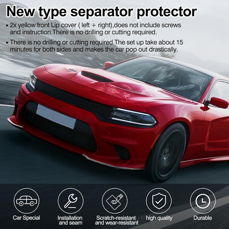 HTRACING Front Bumper Lip Splitter Protector Compatible with Charger SRT Hellcat/SRT 392/Scat Pack/RT Scat Pack/GT/RT 2015-2021, Black - Image 5