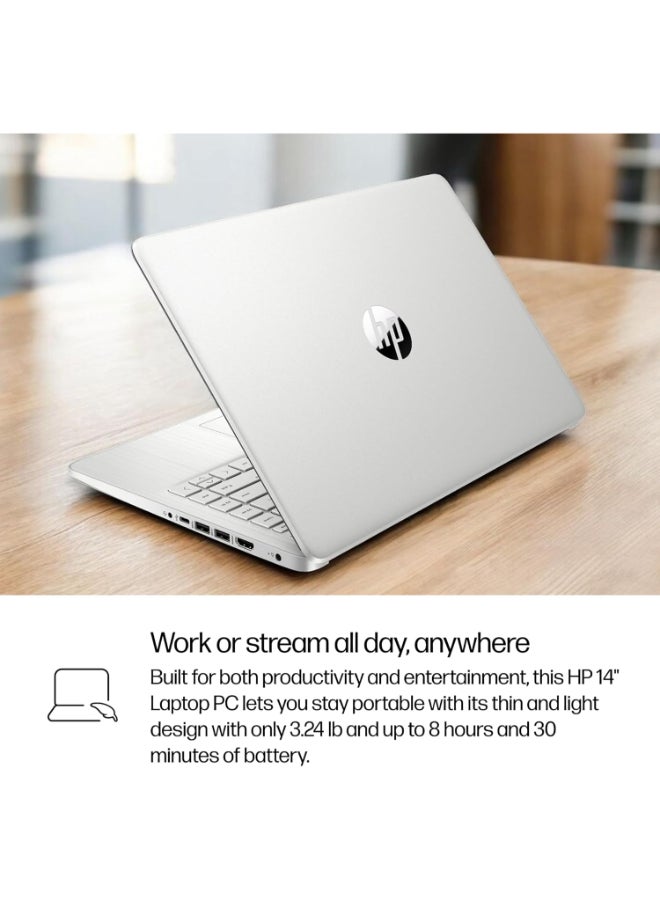 HP لابتوب 14-dq6011dx 2025 مع معالج Intel® Pentium N150 بسرعة تصل إلى 3.60 جيجاهرتز، 4 جيجابايت RAM، 128 جيجابايت UFS SSD، شاشة 14" HD، رسومات Intel UHD، لوحة مفاتيح إنجليزية، ويندوز 11 هوم S - Image 3