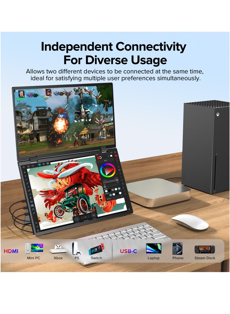 أوبيرفكت شاشة محمولة UPERFECT شاشة محمولة مقاس 15.6 بوصة 60 هرتز 1920 × 1080 FHD IPS IPS USB C ومنفذ HDMI صغير مع شاشة ثانية مدمجة للتركيب للكمبيوتر المحمول/الهاتف/وحدة التحكم في الألعاب - Image 5