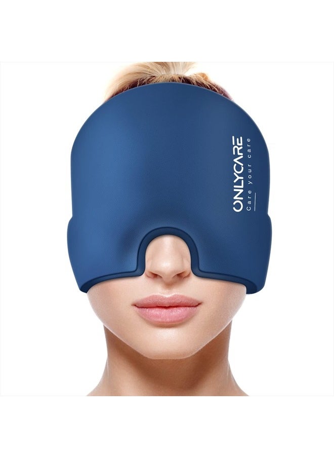 ONLYCARE Migraine Relief Cap, Upgraded Odorless Migraine Ice Head Wrap, Headache Relief Hat for Migraine, Blue  - Image 1