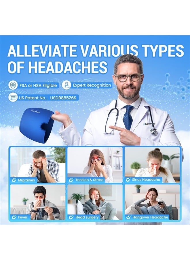 ONLYCARE Migraine Relief Cap, Upgraded Odorless Migraine Ice Head Wrap, Headache Relief Hat for Migraine, Blue  - Image 4