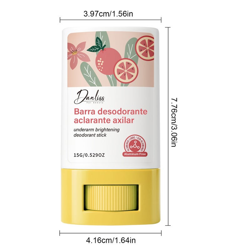 Danliss Grapefruit Underarm Brightening Antiperspirant Deodorant Stick 15g Aluminum-Free Odor Suppressant Brightening Citrus - Image 5
