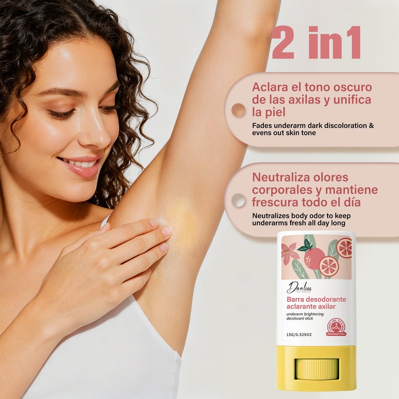 Danliss Grapefruit Underarm Brightening Antiperspirant Deodorant Stick 15g Aluminum-Free Odor Suppressant Brightening Citrus - Image 3