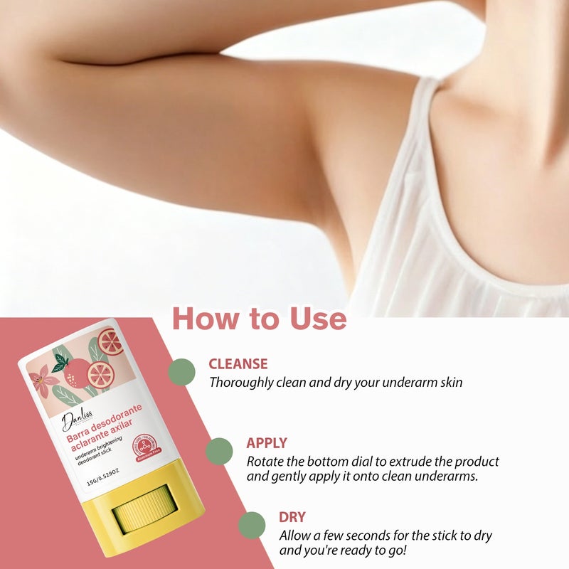 Danliss Grapefruit Underarm Brightening Antiperspirant Deodorant Stick 15g Aluminum-Free Odor Suppressant Brightening Citrus - Image 4