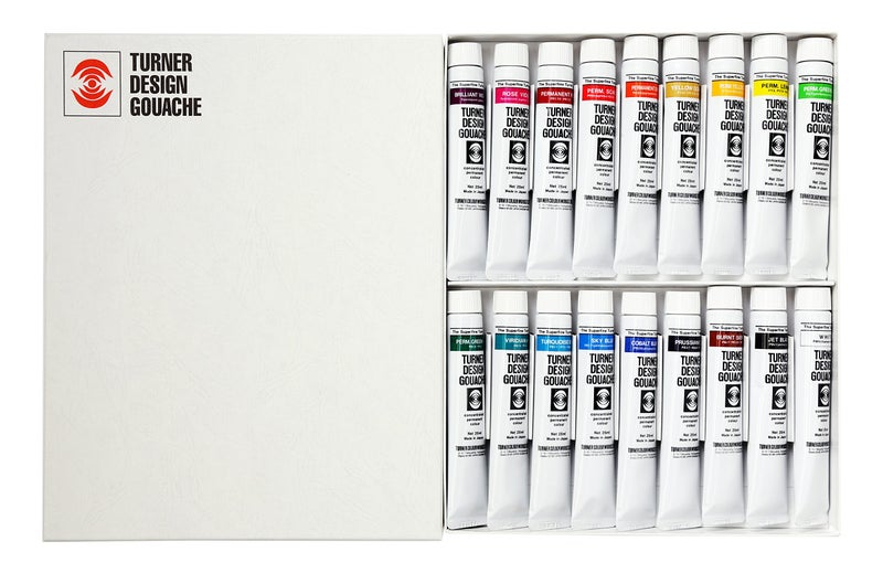 Turner Watercolor Paint Set  Design Gouache Premier Opaque Watercolor Paint  25 ml Tubes  Set of 18 Assorted Colors