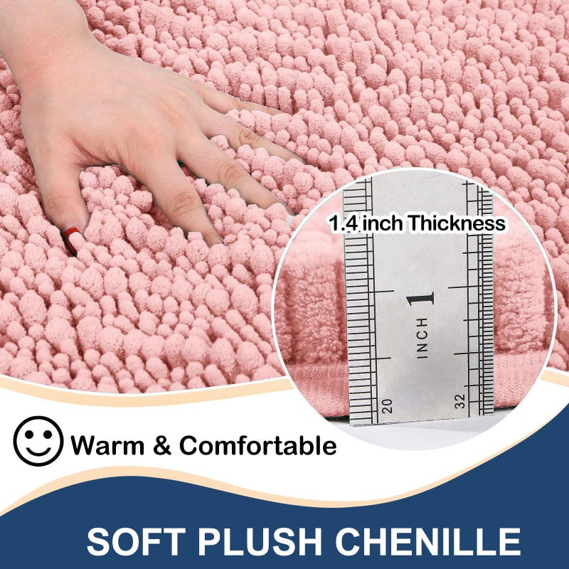 Arotive Luxury Chenille Bathroom Rug Mat  Extra Soft Thick Absorbent Shaggy Bath Rugs  Non-Slip Machine Wash Dry Plush Bath Runner Mats for Bathroom  Shower  and Tub (54""x24""  Pink) - Image 1