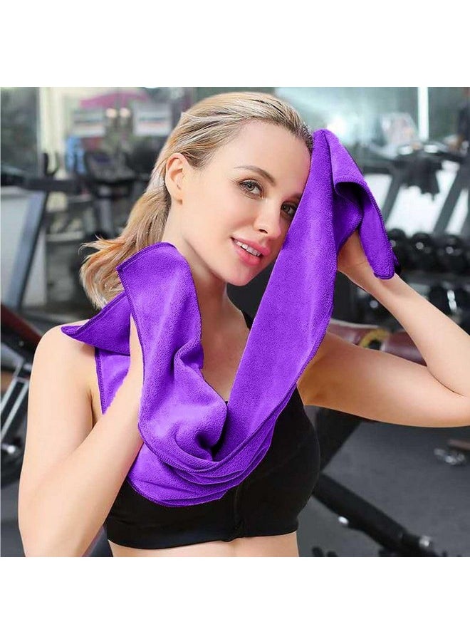 grasshopr Grasshopr - Micro Fiber Gym Sports Face Towel 10 inches x 48 inches (Velvet Feel) (Purple)  - Image 2