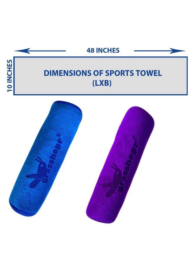 grasshopr Grasshopr - Micro Fiber Gym Sports Face Towel 10 inches x 48 inches (Velvet Feel) (Purple)  - Image 3