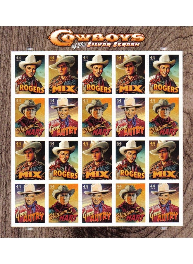 USPS Cowboys Of The Silver Screen Sheet Of Twenty 44 Cent Stamps Scott 444649 - Image 1