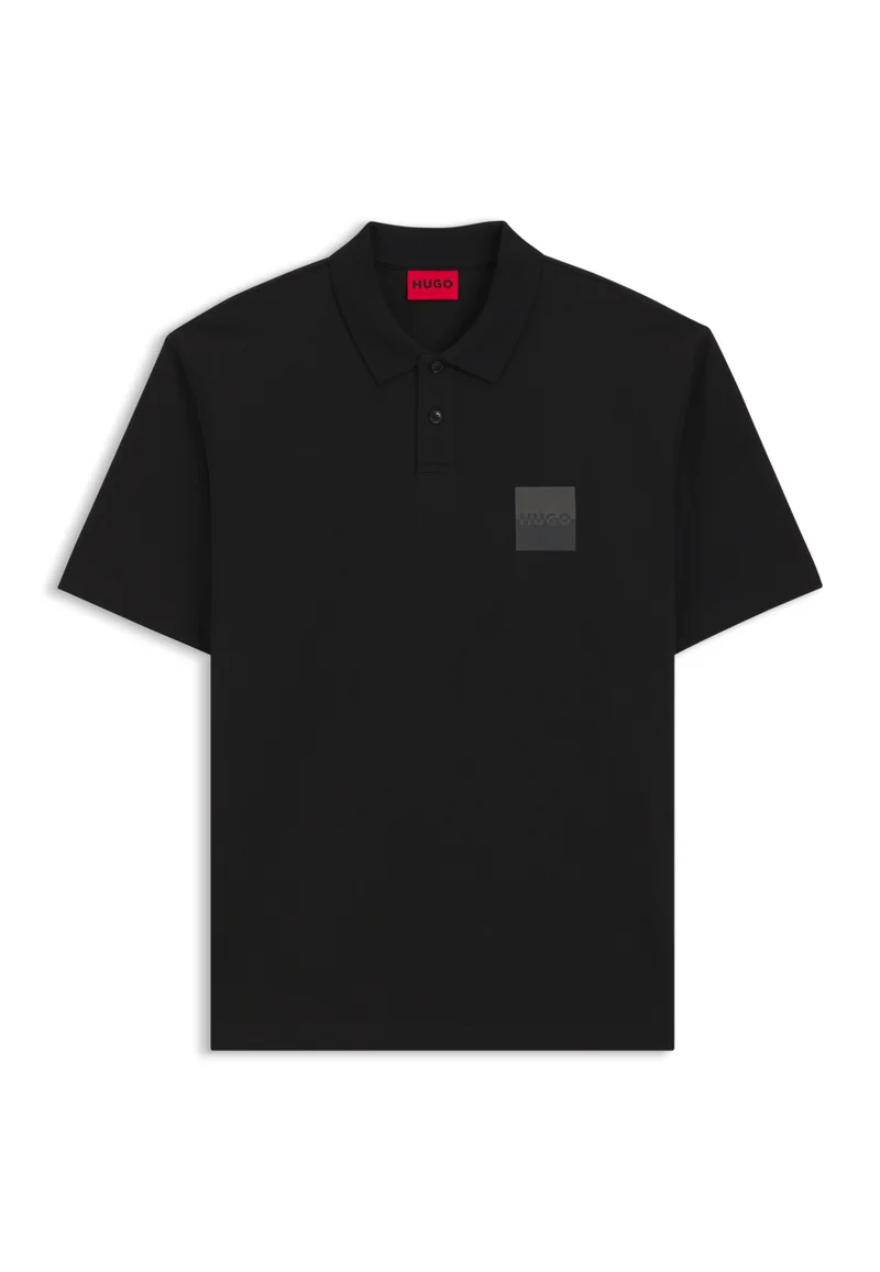 HUGO Relaxed-fit polo shirt in cotton with split logo