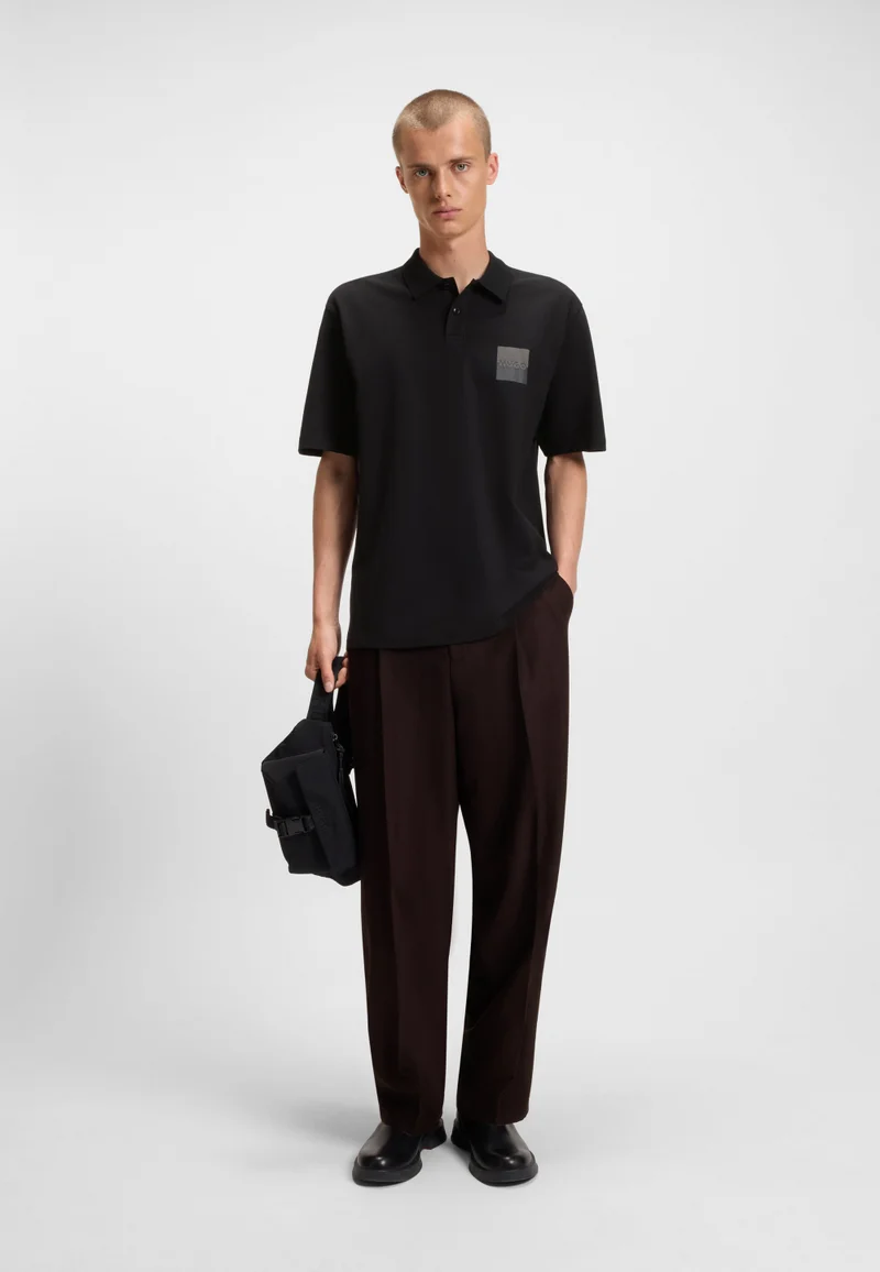 HUGO Relaxed-fit polo shirt in cotton with split logo