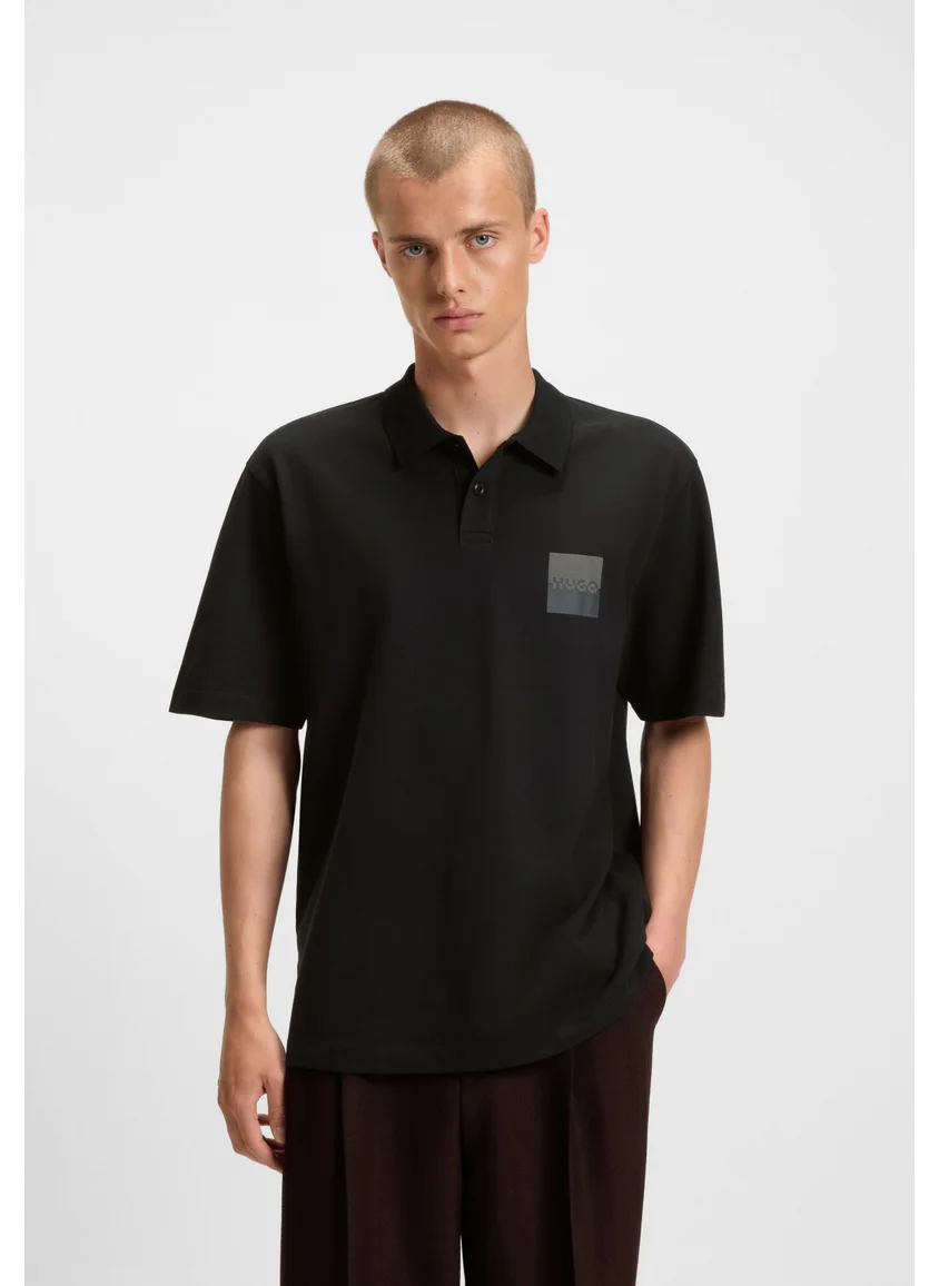 هوجو Relaxed-fit polo shirt in cotton with split logo