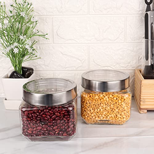 Femora Transperent Glass Jars for Kitchen| Kitchen Storage Jars| Glass Jars| 1 Year Warranty| Airtight| Jars for Snacks, Fry Food, Masala, Spice, Pickles, Cookies| 1150ml| Set of 4 - Image 1