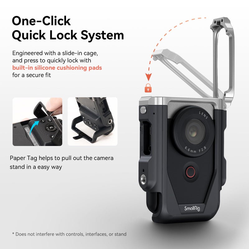 SmallRig Cage Kit for Canon PowerShot V10 with Furry Windshields, Camera Cage, Lens Cap and Storage Bag, Effectively Reducing Wind Noise About 20dB, for Outdoor Shooting, Travel, Vlog - 4235 - Image 4