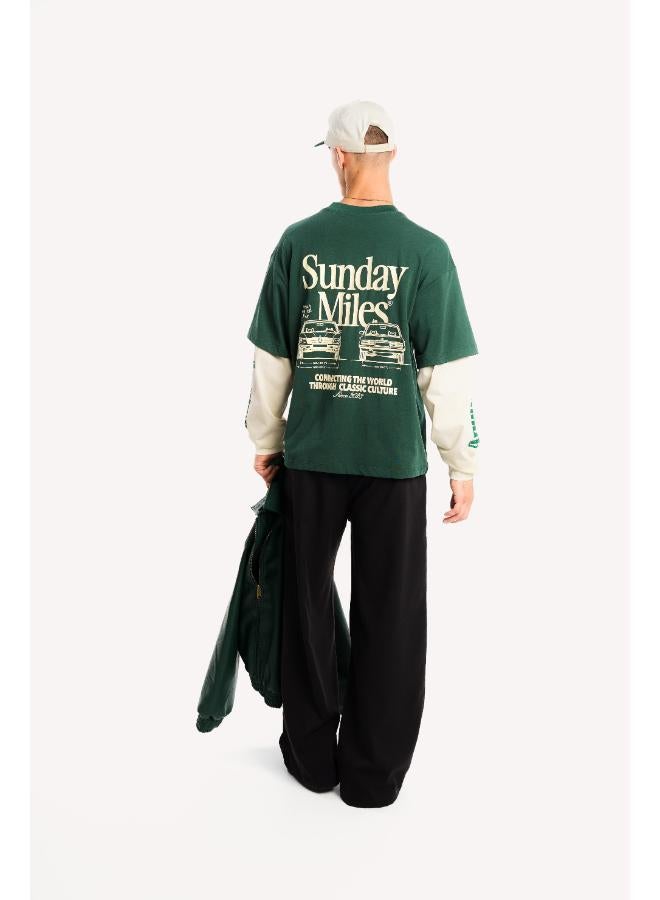 Another Cotton Lab Sunday Miles Double Layer Longsleeve T-Shirt - Image 3