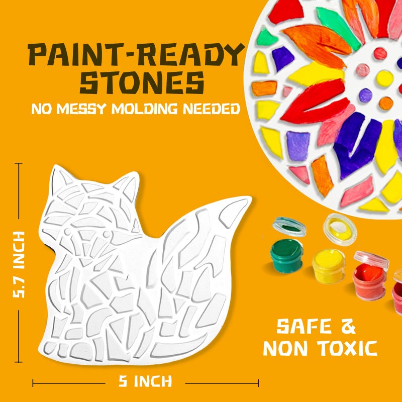 EggSun 8Pcs Stepping Stones Painting Craft Kit for Kids 4 8 6, DIY Garden Stones Outdoor Paint Your Own Ceramic Rainbow Arts and Crafts for Boys Girls Ages 4 7 9 10 12 Birthday Gifts - Image 3
