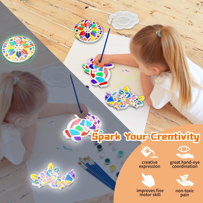 EggSun 8Pcs Stepping Stones Painting Craft Kit for Kids 4 8 6, DIY Garden Stones Outdoor Paint Your Own Ceramic Rainbow Arts and Crafts for Boys Girls Ages 4 7 9 10 12 Birthday Gifts - Image 5