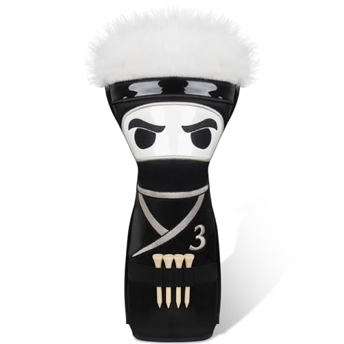 mytag Ninja Golf Club Covers for Woods and Driver Golf Driver Cover 3 Wood Headcover Hybrid Headcover with Golf Tee Holder Embossed Synthetic Leather for 3 Wood - Image 1
