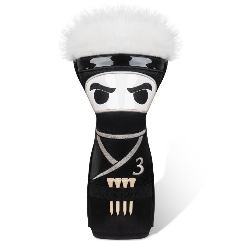 mytag Ninja Golf Club Covers for Woods and Driver Golf Driver Cover 3 Wood Headcover Hybrid Headcover with Golf Tee Holder Embossed Synthetic Leather for 3 Wood - Image 2