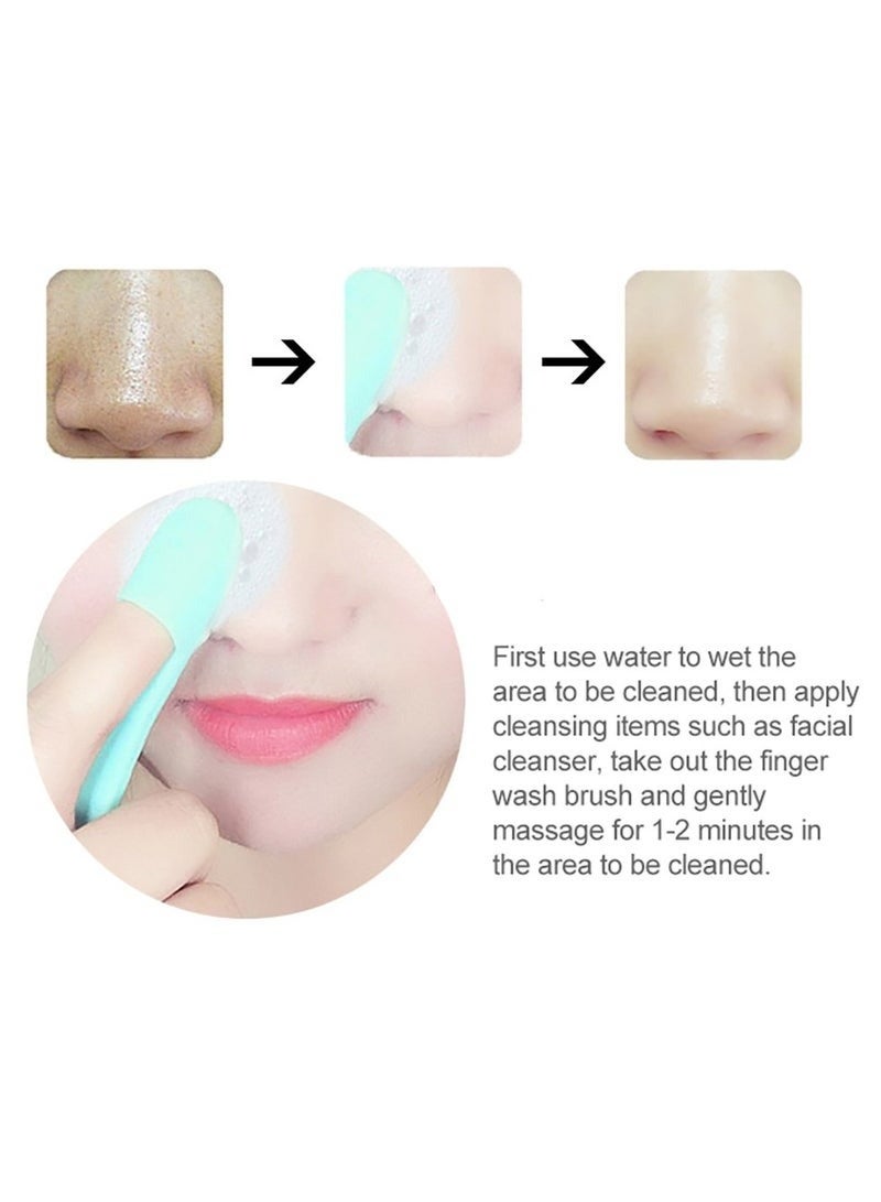 Soft Silicone Face Scrubber Finger Brush - Light Blue - Image 2