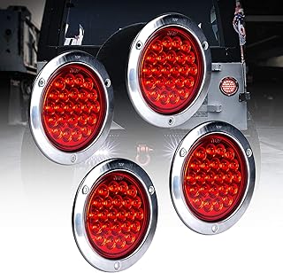 ONLINE LED STORE ONLINE LED STORE 4pc 4" Inch Round LED Trailer Tail Lights [DOT Certified] [Stainless Steel Chrome Bezel] [Connector  - Image 1