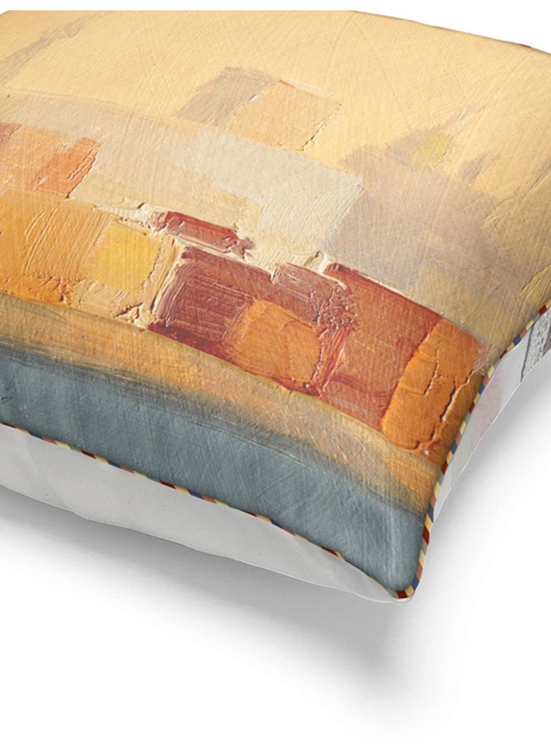 Bianca BIANCA Designer Reversible Printed Silk Linen Cushion Covers -1pc 16 X16 size (suzane) | Silk-Linen Luxury Cushion Cover | With contrast Front & Back Digital print - Hidden Zipper abstract-earth/beige  - Image 5