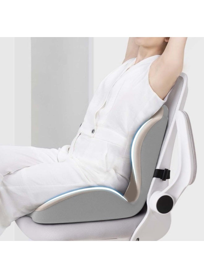 XICEN Lumbar Support Seat,Ergonomic Seat Cushion with Lumbar Support,Memory Foam L-Shaped Seat Cushion,for Office Chair, Car, Wheelchair,Tailbone& Sciatica Comfort,Coccyx Comfort (Beige) - Image 2