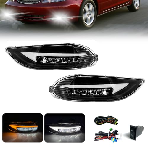BOXLIGHT LED Fog Lights Compatible with 2002 2003 2004 Camry, 2005 2006 2007 2008 Corolla, 2002 2003 Solara, A Pair Of Fog Lamps With Daytime Running Light And Switch & Wiring Kit - Image 1