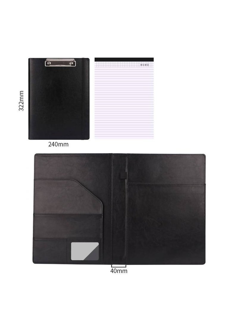 Samsill - A4 Multifunctional Leather Folder, Business Talk Single Folder, Contract Book, Black Storage Folder, Business Folder - Image 1