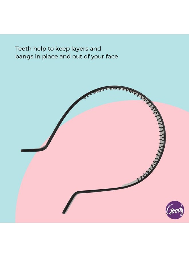 Goody Ouchless Medium Headband with Flex Tips - Flex Teeth Hold Bangs & Layers In Place for a Comfortable Fit - for All Hair Types - Pain-Free Hair Accessories for Women, Men, Boys, and Girls - Image 3