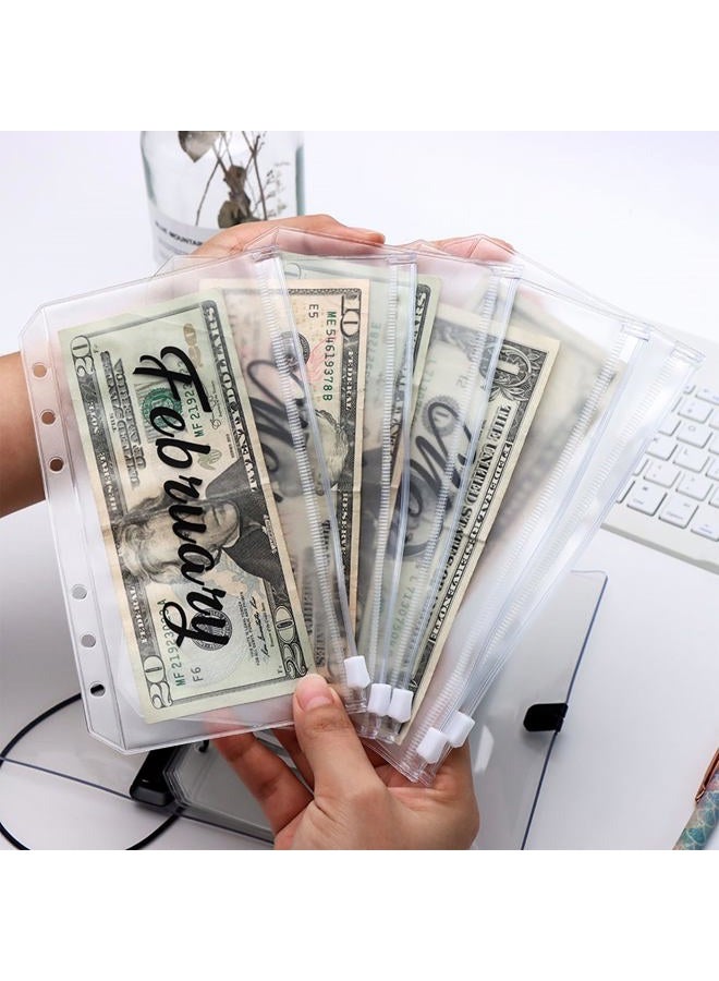 XiowDow A6 Binder Pockets 12 Black Cash Envelopes Frosted PVC Budget Envelope Monthly Money Organizer for A6 6 Rings Notebook Planner Inserts Office School Supplies - Image 4