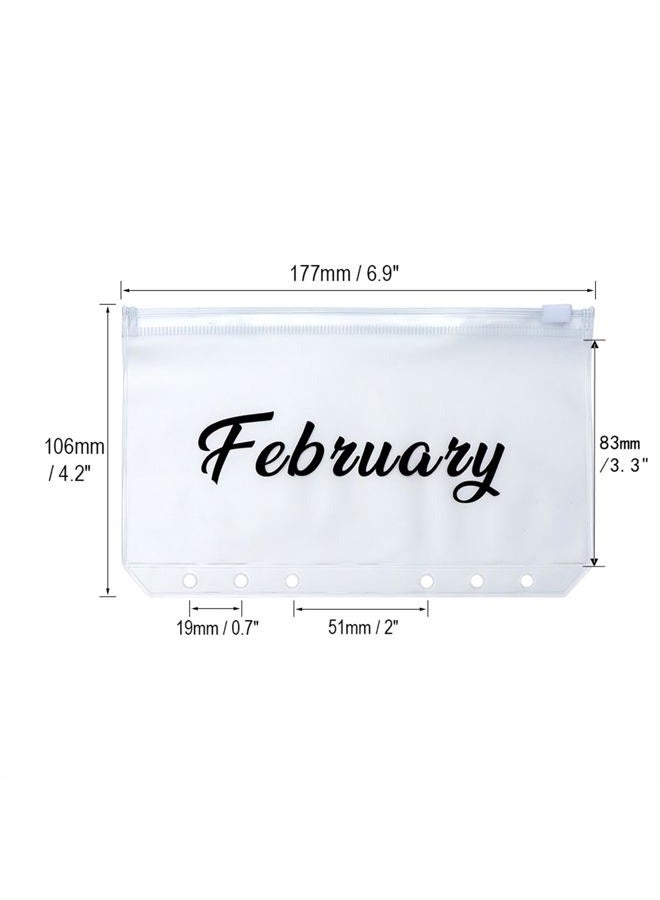 XiowDow A6 Binder Pockets 12 Black Cash Envelopes Frosted PVC Budget Envelope Monthly Money Organizer for A6 6 Rings Notebook Planner Inserts Office School Supplies - Image 3