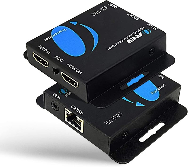 OREI موسع HDMI عبر CAT5/CAT6 مع الأشعة تحت الحمراء حتى 164 قدمًا - مخرج الحلقة - توزيع إشارة بدقة 1080P كاملة الوضوح (EX-170C) | موسعات HDMI، إيثرنت إلى HDMI – توزيع إشارة الصوت والفيديو عبر CAT5e/CAT6/CAT7 مع DTS-HD و Dolby TrueHD و Deep Color، التوصيل والتشغيل - Image 1