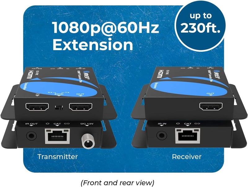 OREI موسع HDMI عبر CAT5/CAT6 مع الأشعة تحت الحمراء حتى 164 قدمًا - مخرج الحلقة - توزيع إشارة بدقة 1080P كاملة الوضوح (EX-170C) | موسعات HDMI، إيثرنت إلى HDMI – توزيع إشارة الصوت والفيديو عبر CAT5e/CAT6/CAT7 مع DTS-HD و Dolby TrueHD و Deep Color، التوصيل والتشغيل - Image 2