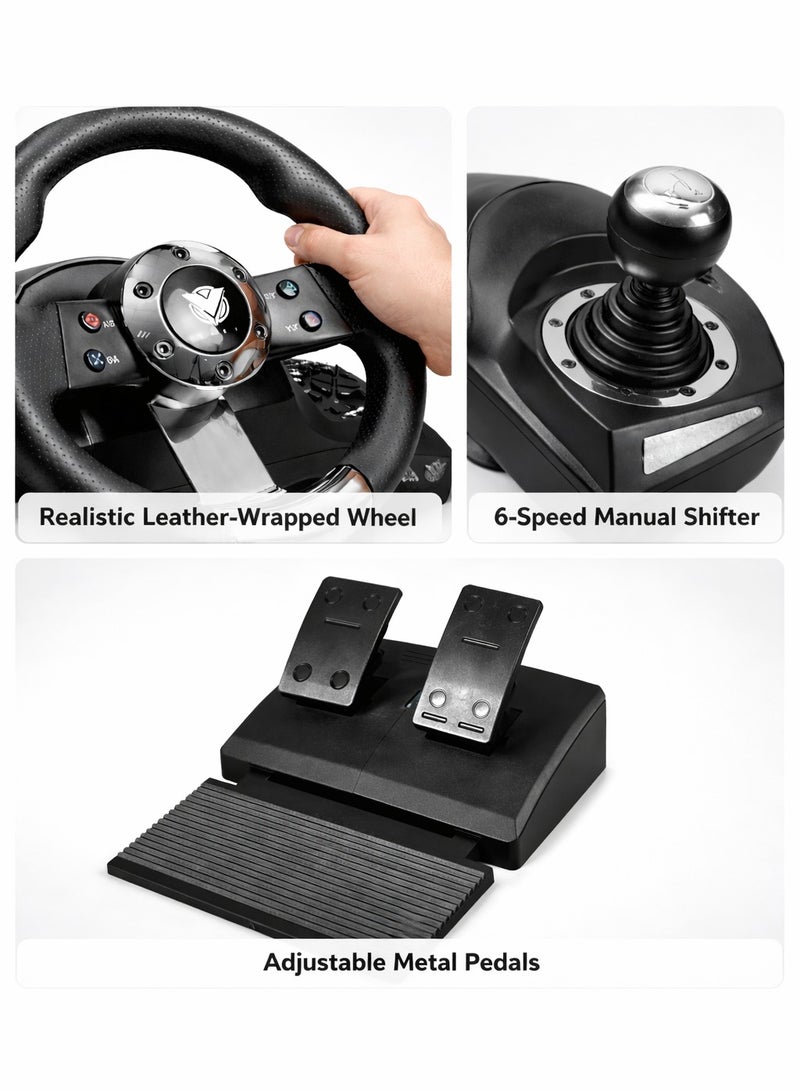 ASA SPEED A5A Racing Steering Wheel with Pedals – 270° Rotation, USB Driving Simulator for PC & Console Gaming - Image 2