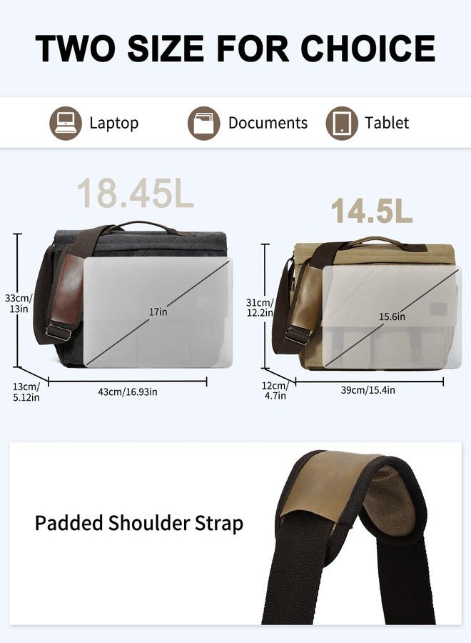 Kasqo Messenger Bag for Men, Vintage Water Resistant Canvas Satchel Briefcase 15.6 inch Laptop Shoulder Bag for Work Business School Khaki - Image 2