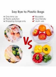 Y&D Mesh Produce Bags, Premium Set Eco-Friendly Washable And See-Through Fruit Bag, See Through Lightweight Bag For Fruits, Vegetable Storage (Set of 12 PCS)  - Image 2
