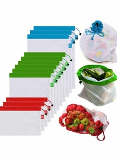 Y&D Mesh Produce Bags, Premium Set Eco-Friendly Washable And See-Through Fruit Bag, See Through Lightweight Bag For Fruits, Vegetable Storage (Set of 12 PCS)  - Image 1