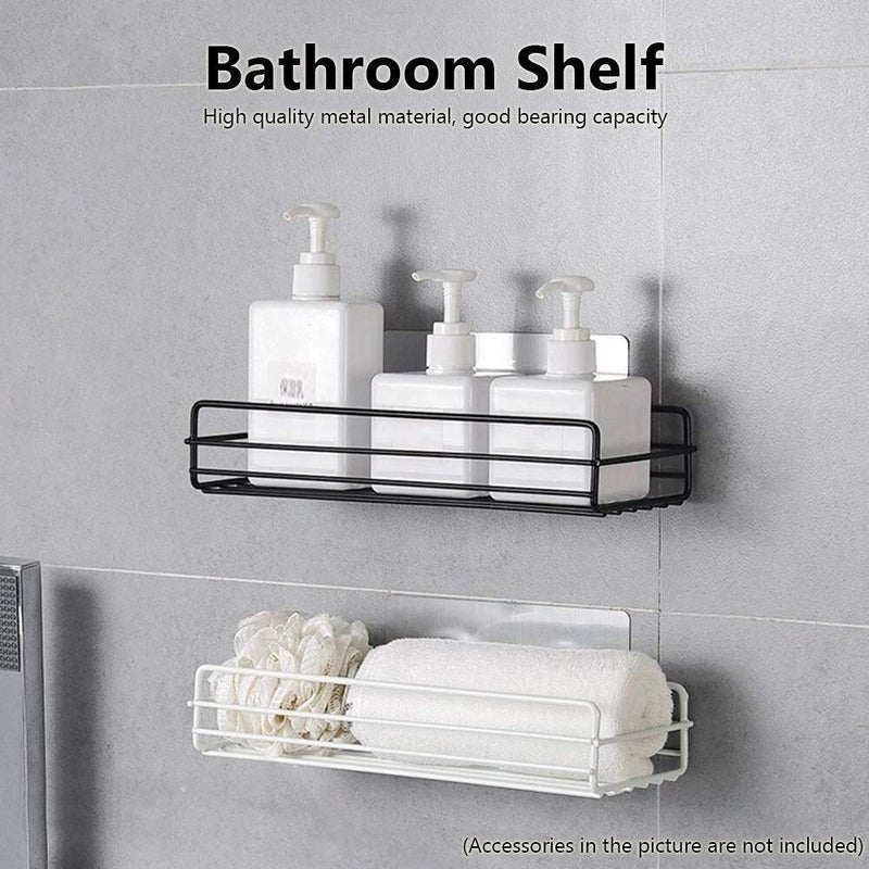 Varahry Varahry PunchFree Metal MultiPurpose Bathroom Shelf Metal Powder Coated Multipurpose Bathroom Storage Shelf with Strong Magic Sticker 275 x 11 x 5 cm Black  - Image 2