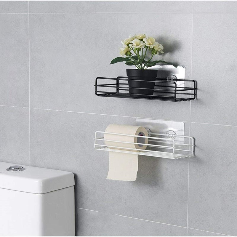 Varahry Varahry PunchFree Metal MultiPurpose Bathroom Shelf Metal Powder Coated Multipurpose Bathroom Storage Shelf with Strong Magic Sticker 275 x 11 x 5 cm Black  - Image 3