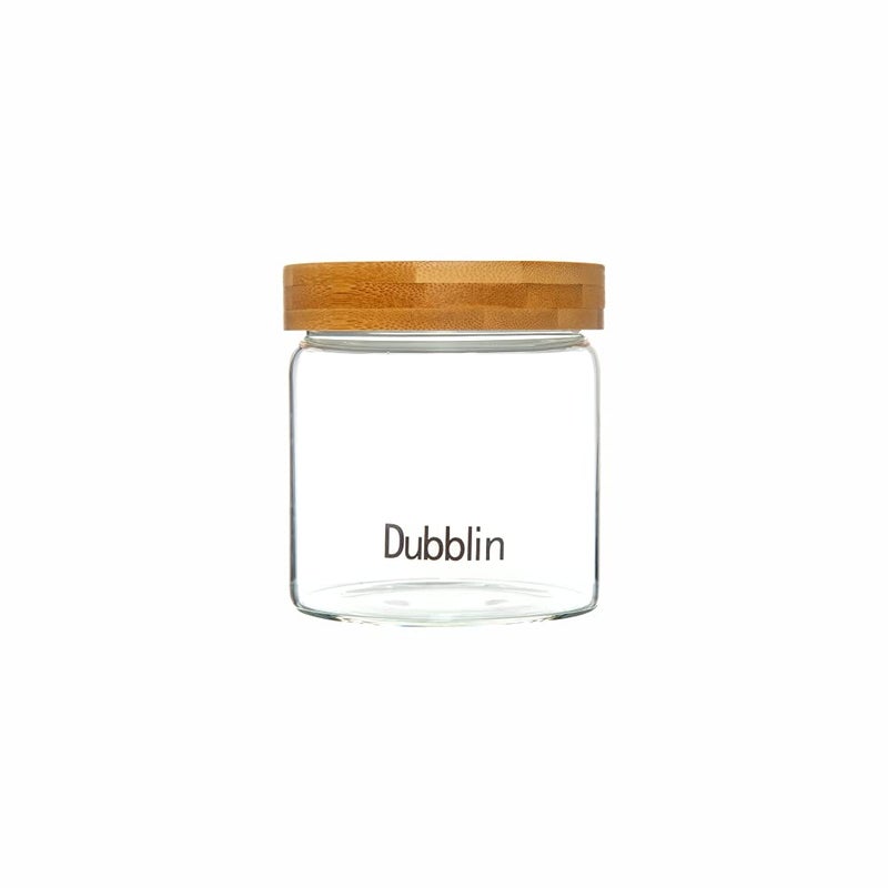 DUBBLIN Borosilicate Glass Jar with airtight wooden Lid, kitchen storage jar container microwave safe - 600ml, 1 Pc, Transparent - Image 2
