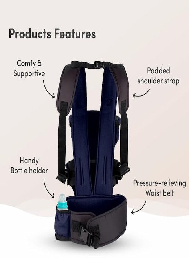 Laee cute ComfortFit Baby Carrier Bag for Babies 4 to 24 Months | Supports Up to 15kg | 4 Comfortable Carrying Positions | Lightweight, Adjustable, and Perfect for Travel (Blue & Black) (Large) - Image 5