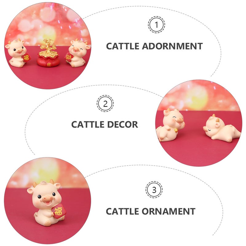 1pc Miniature Ox Ornament New Year Good Cattle Car Decor Cake Ornament - Image 4