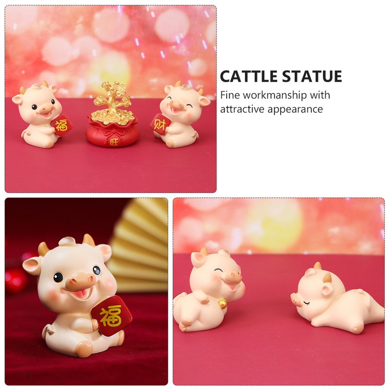 1pc Miniature Ox Ornament New Year Good Cattle Car Decor Cake Ornament - Image 5