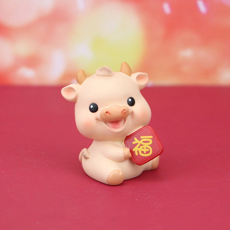 1pc Miniature Ox Ornament New Year Good Cattle Car Decor Cake Ornament - Image 1